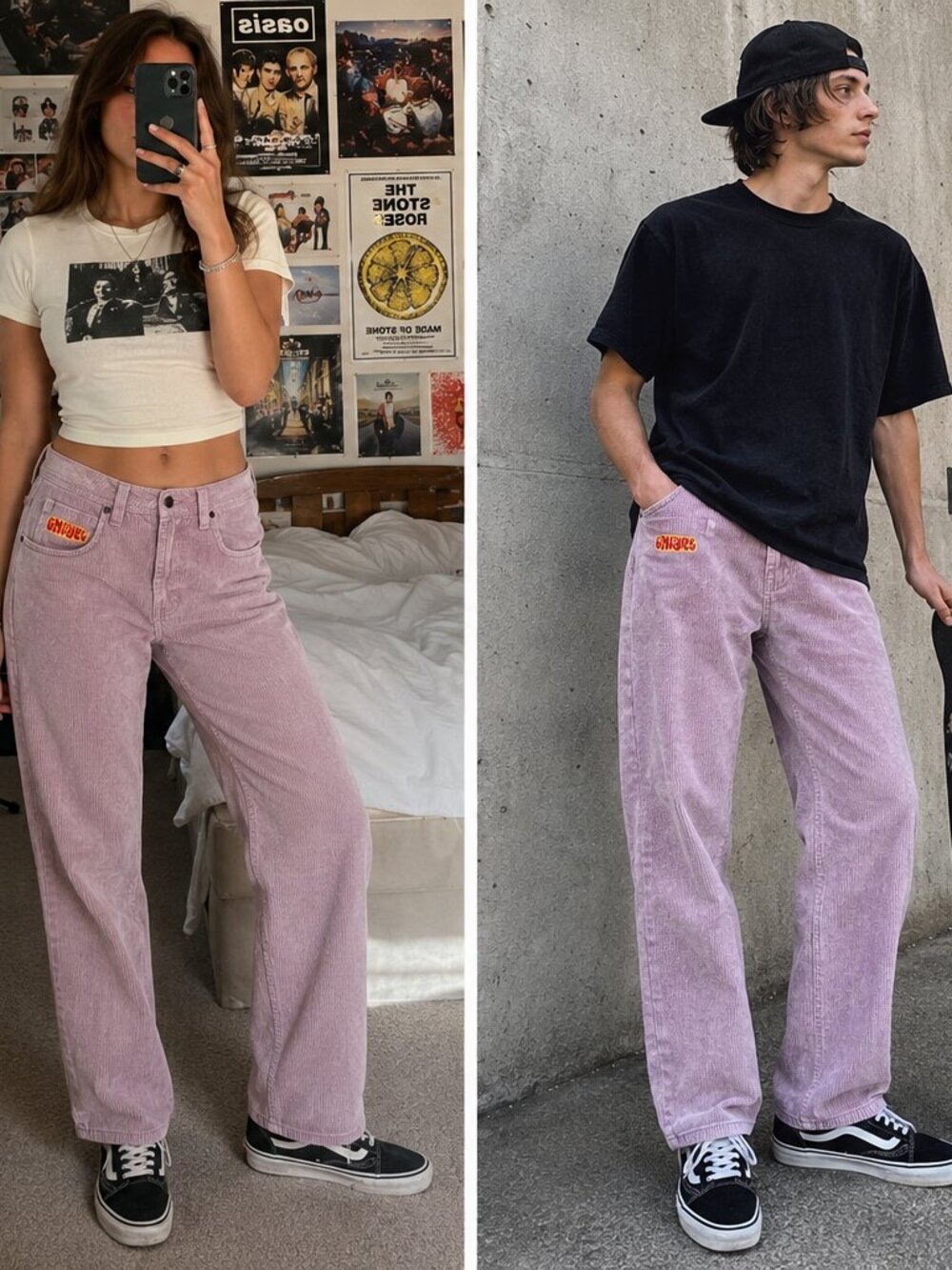 Empyre Relaxed Fit Corduroy Skate Pants Purple 28 | Unisex Men Women - Picture 2 of 12